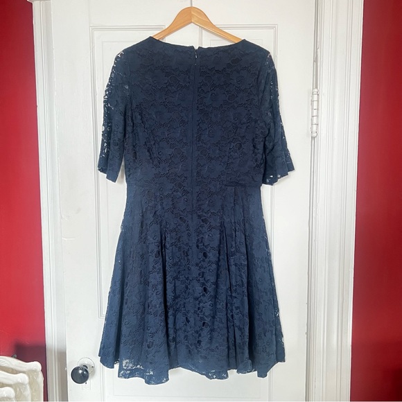 BETSEY JOHNSON Vintage Navy Blue Lace Dress Size 14 - Picture 6 of 10